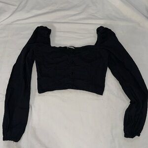 Stradivarius Puff Sleeve Corset Crop Top